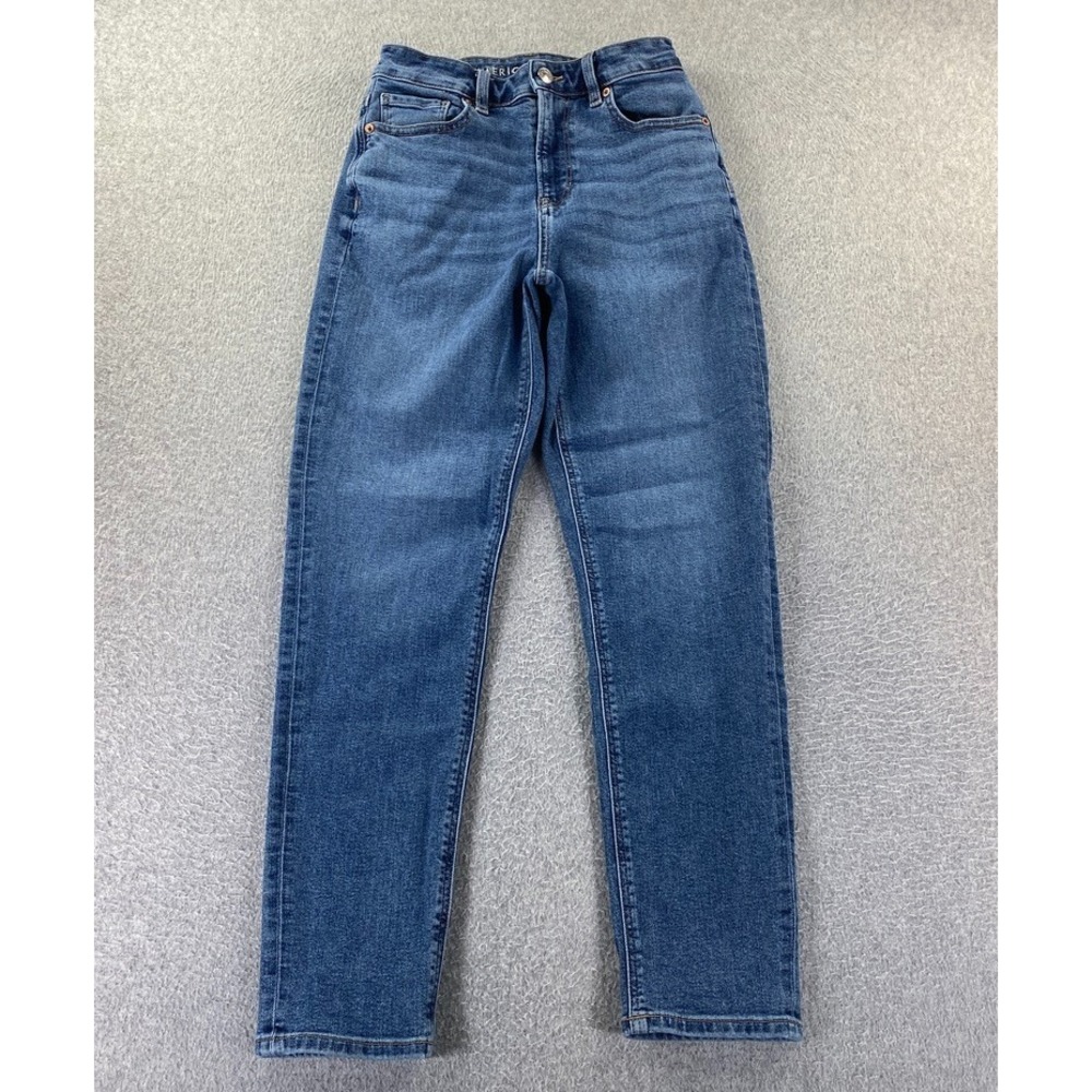 American Eagle Mom‎ Jean Women's 2 Blue Denim Straight Leg (25x27.5) City Preppy